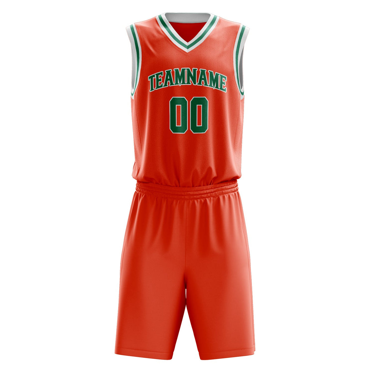 Custom Orange Kelly Green Solid Color Basketball Jersey