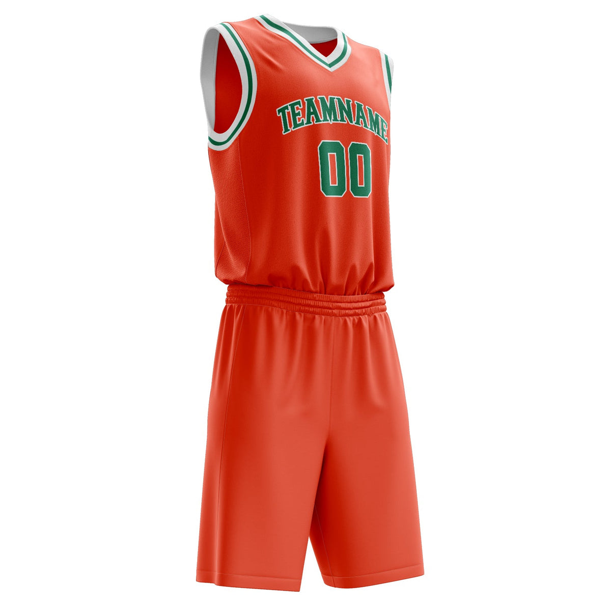 Custom Orange Kelly Green Solid Color Basketball Jersey