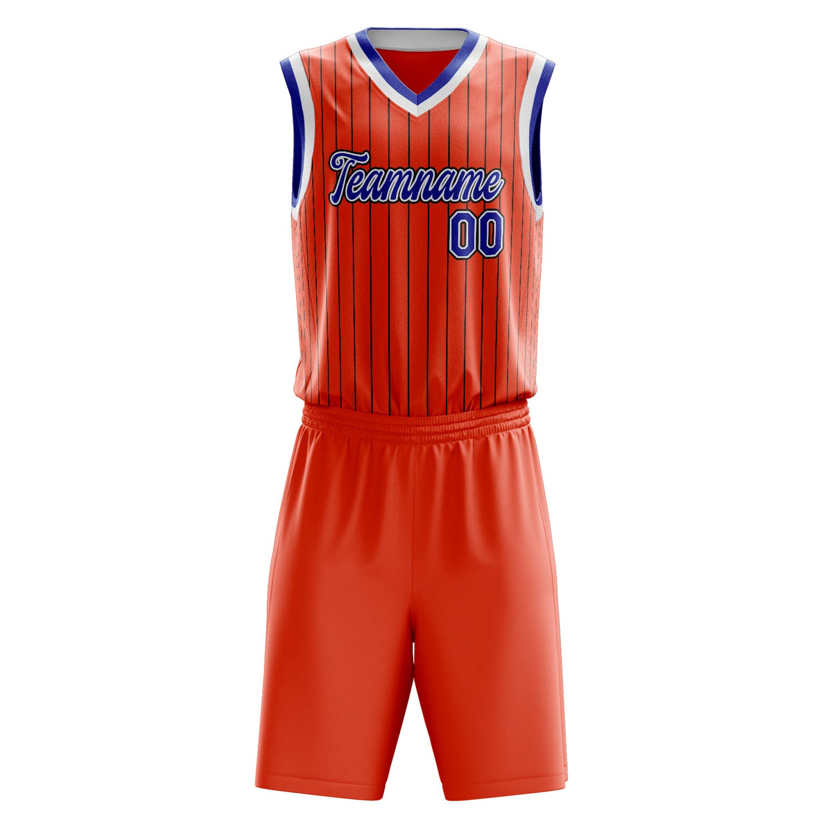 Custom Orange Royal Pinstripe Basketball Jersey