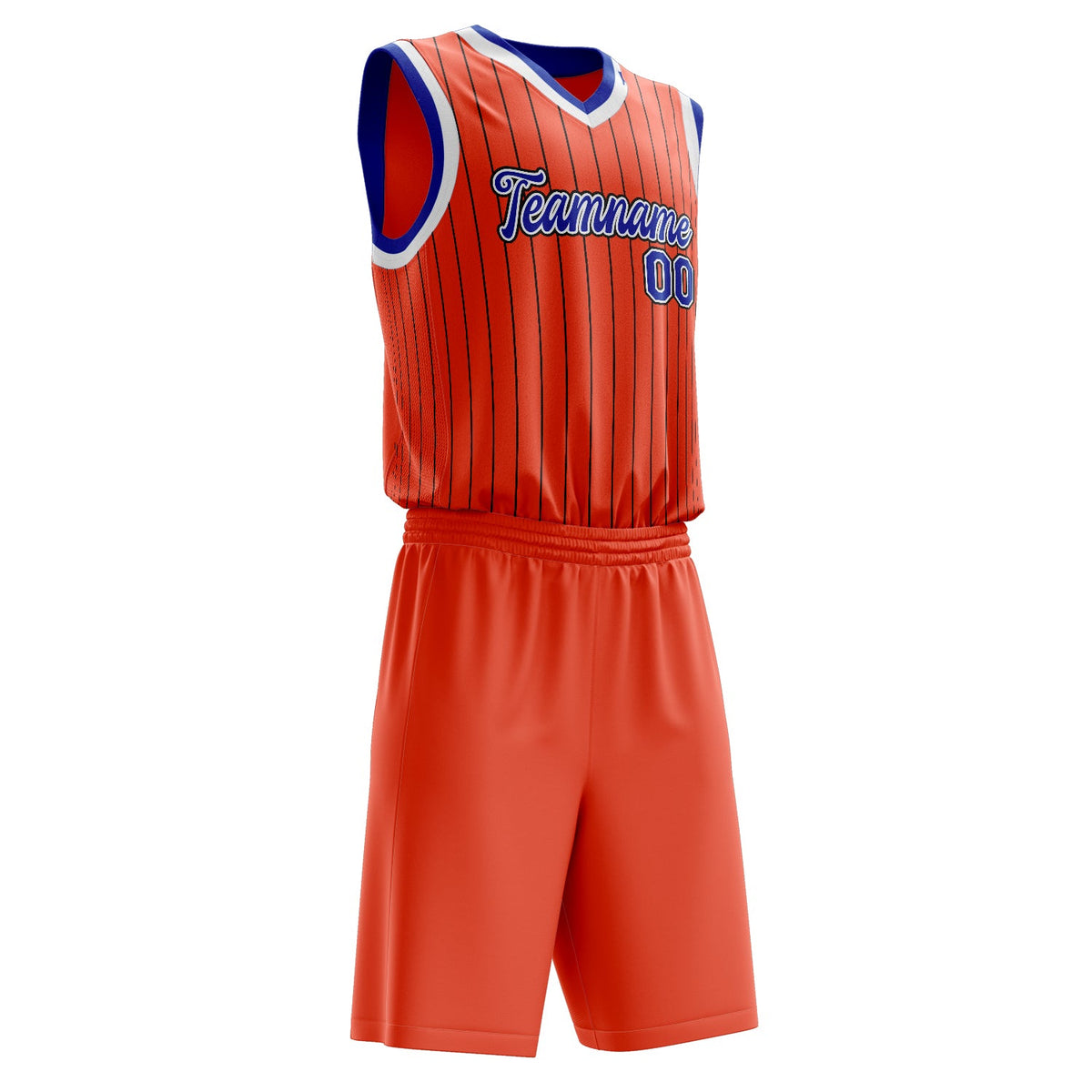 Custom Orange Royal Pinstripe Basketball Jersey