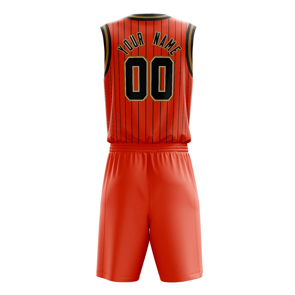 Custom Orange Black Pinstripe Basketball Jersey