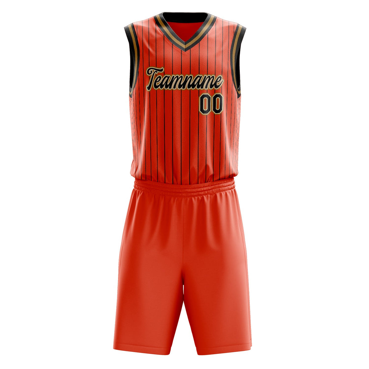 Custom Orange Black Pinstripe Basketball Jersey