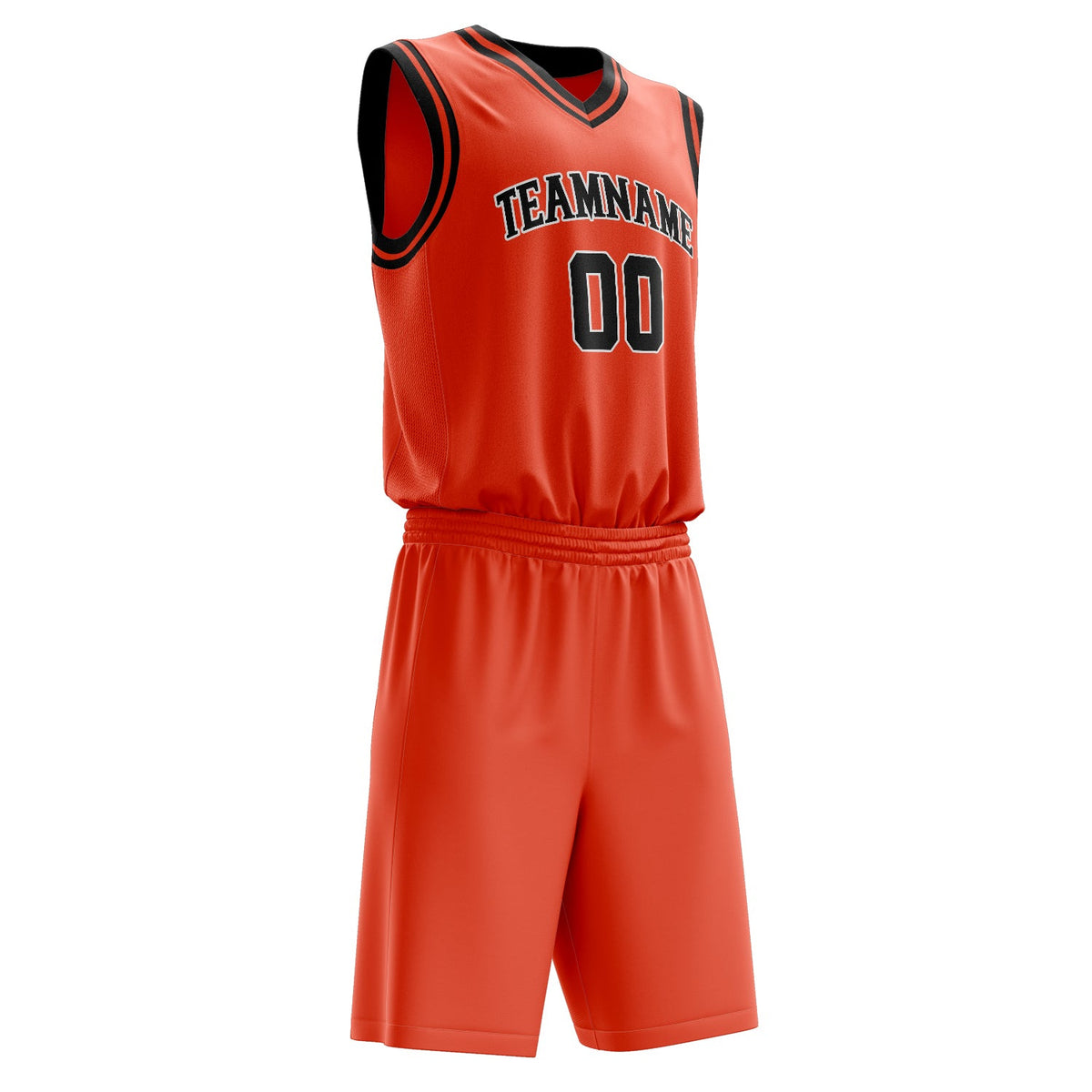 Custom Orange Black Solid Color Basketball Jersey