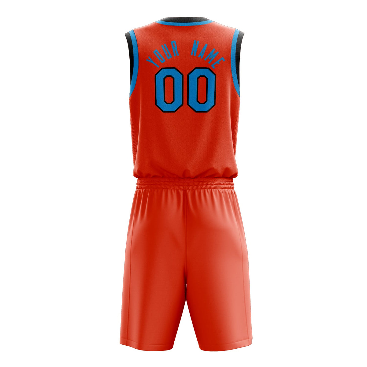 Custom Orange Blue Solid Color Basketball Jersey