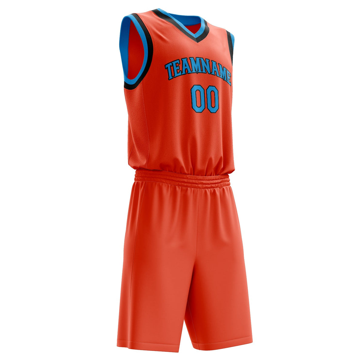 Custom Orange Blue Solid Color Basketball Jersey