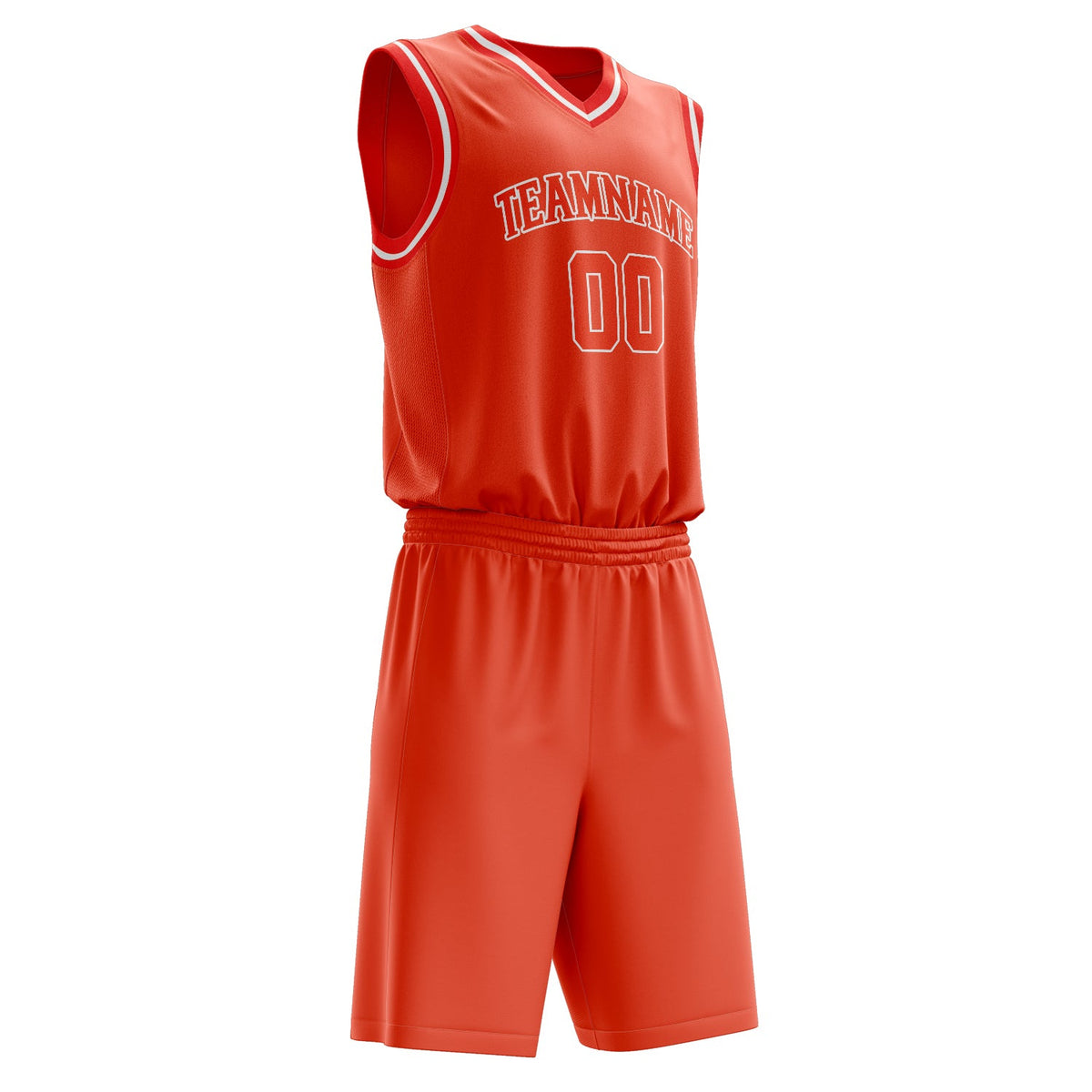 Custom Orange White Solid Color Basketball Jersey