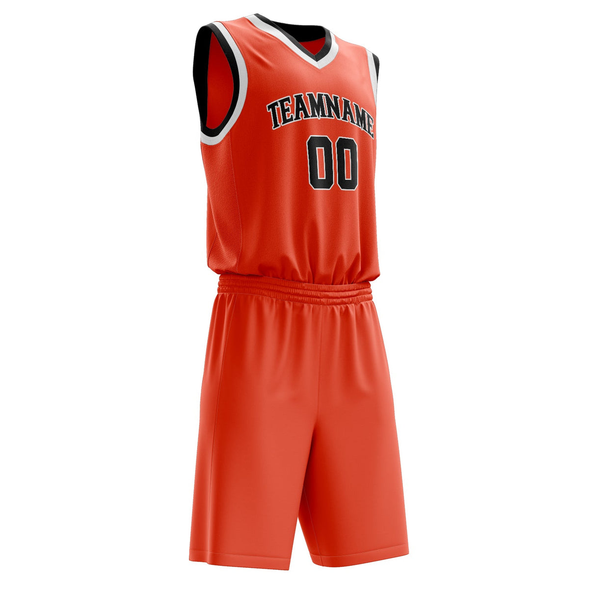 Custom Orange Black Solid Color Basketball Jersey