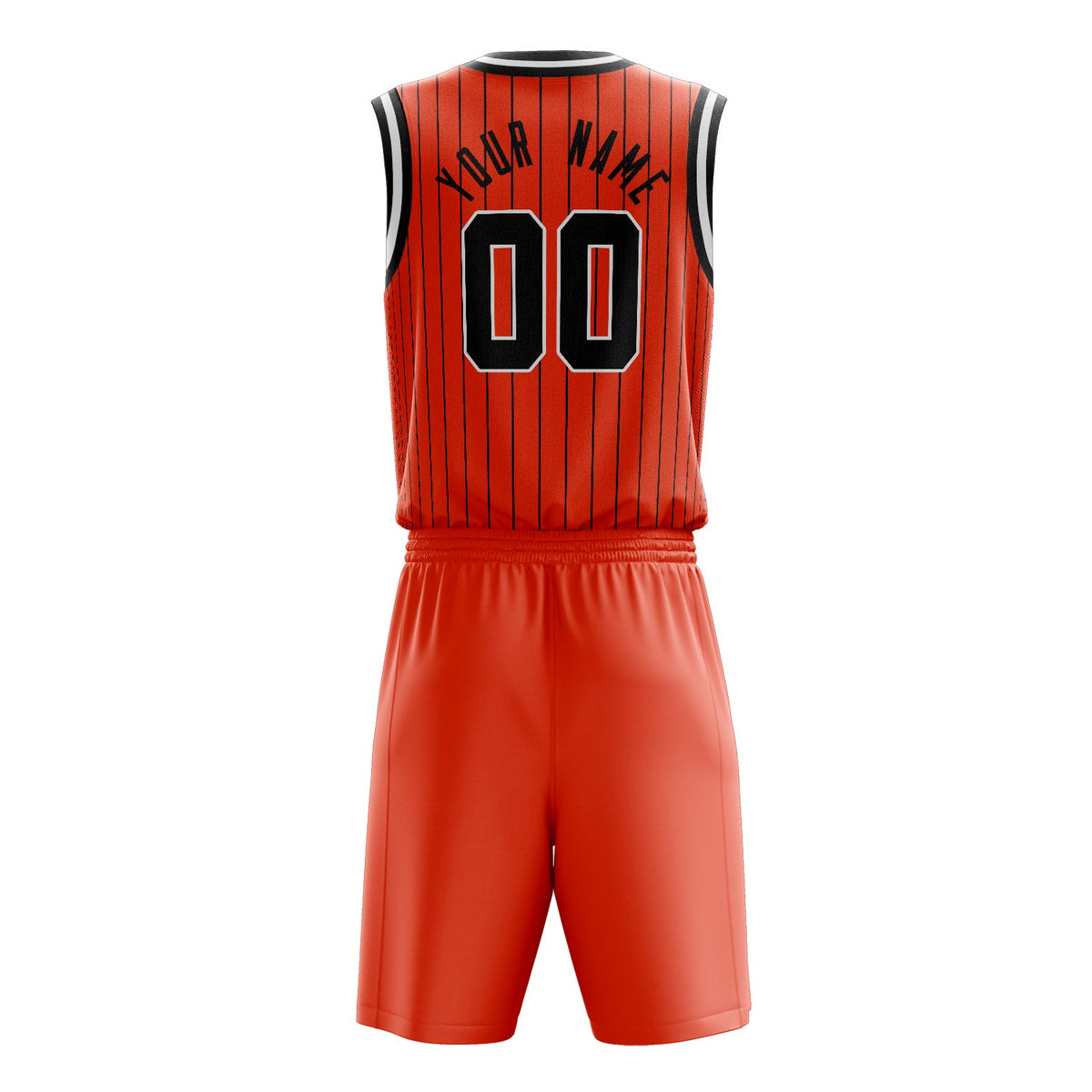 Custom Orange Black Pinstripe Basketball Jersey