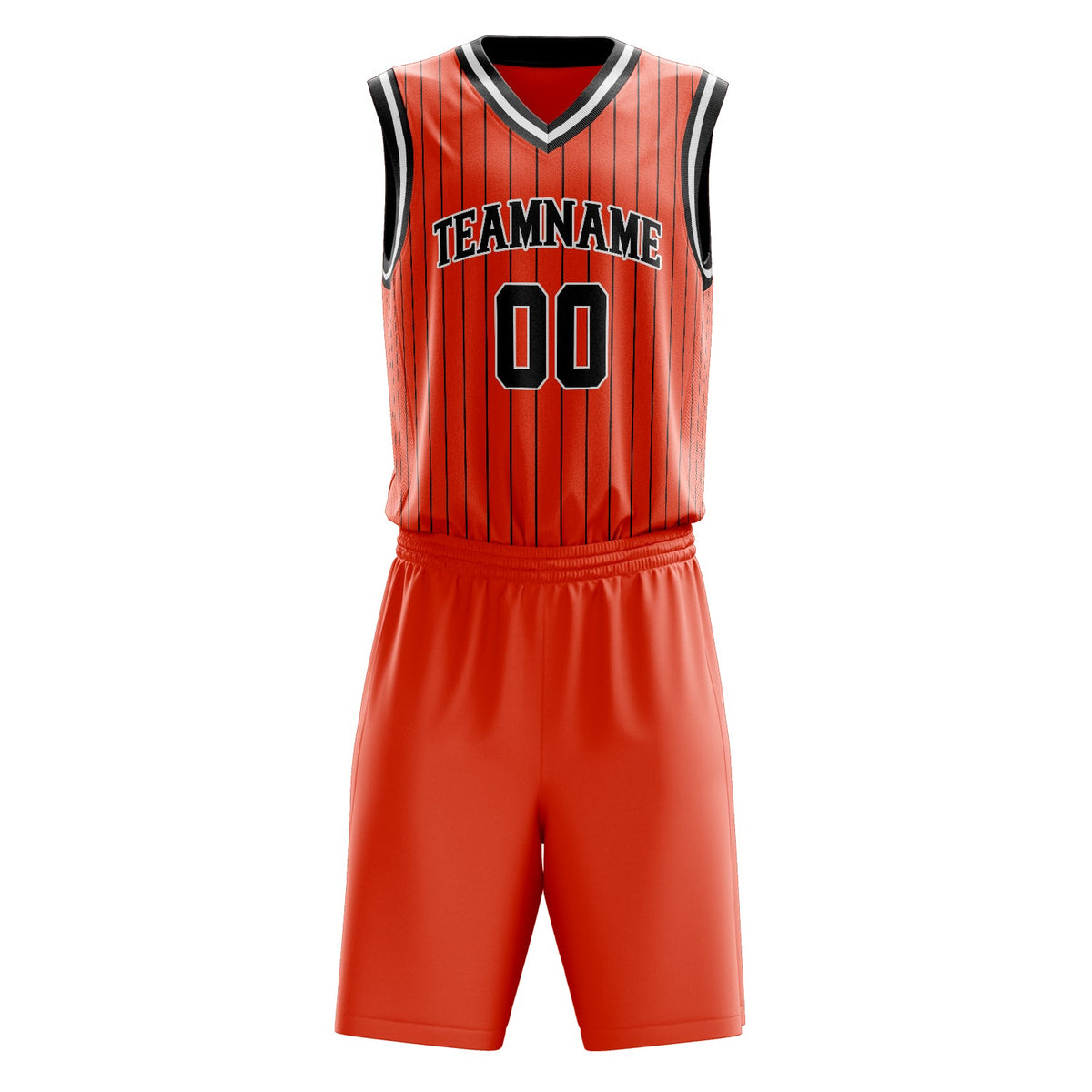 Custom Orange Black Pinstripe Basketball Jersey