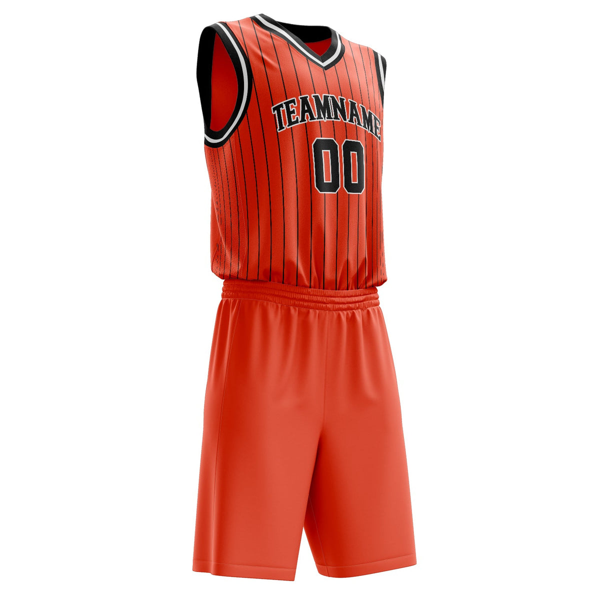 Custom Orange Black Pinstripe Basketball Jersey