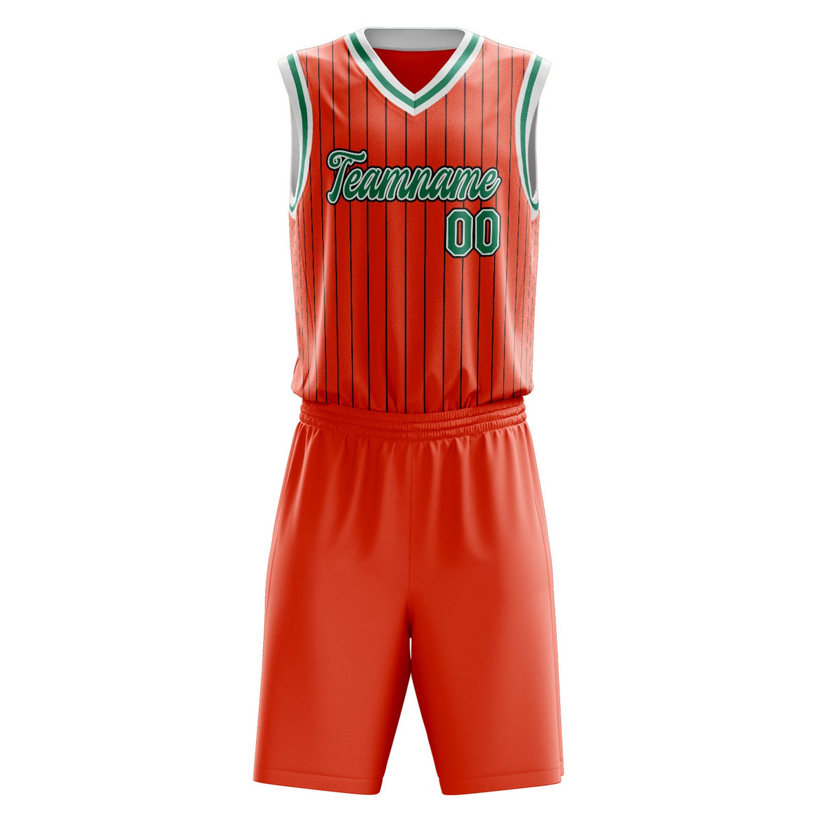 Custom Orange Kelly Green Pinstripe Basketball Jersey