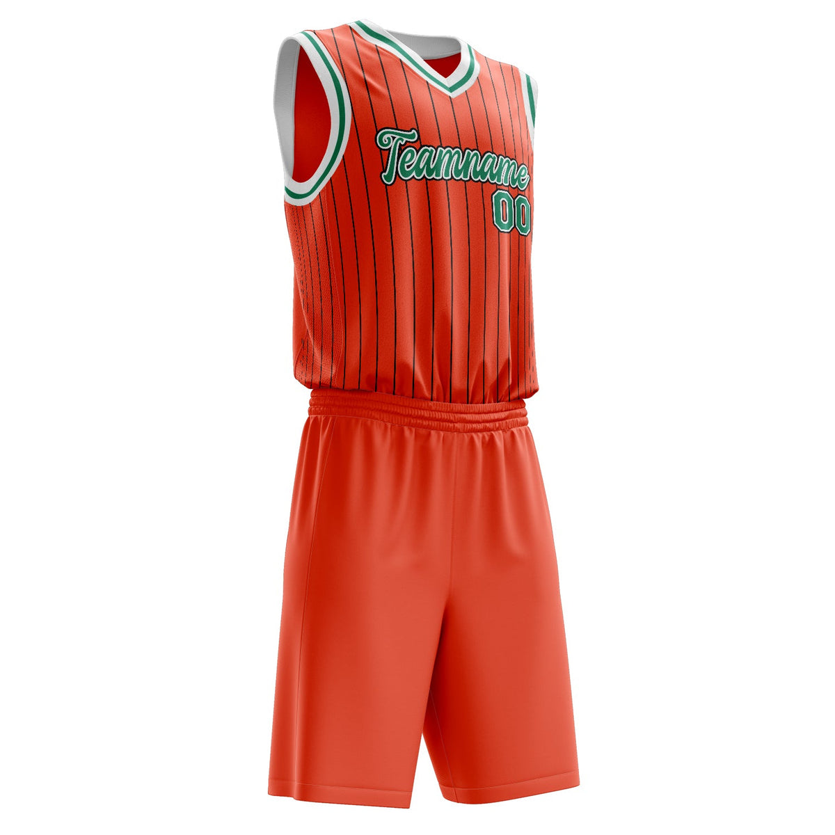 Custom Orange Kelly Green Pinstripe Basketball Jersey