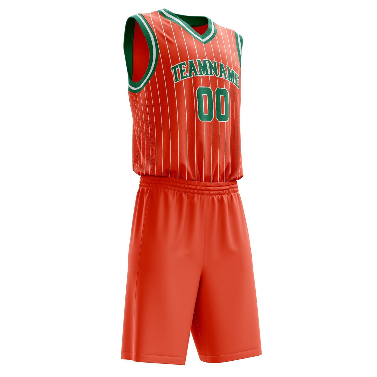 Custom Orange Kelly Green Pinstripe Basketball Jersey