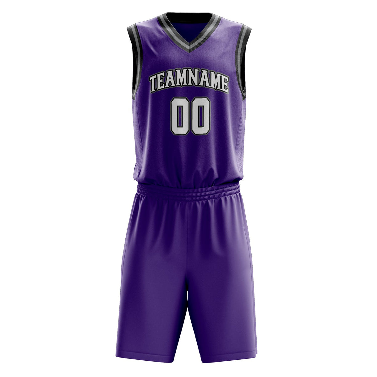 Custom Purple White Solid Color Basketball Jersey