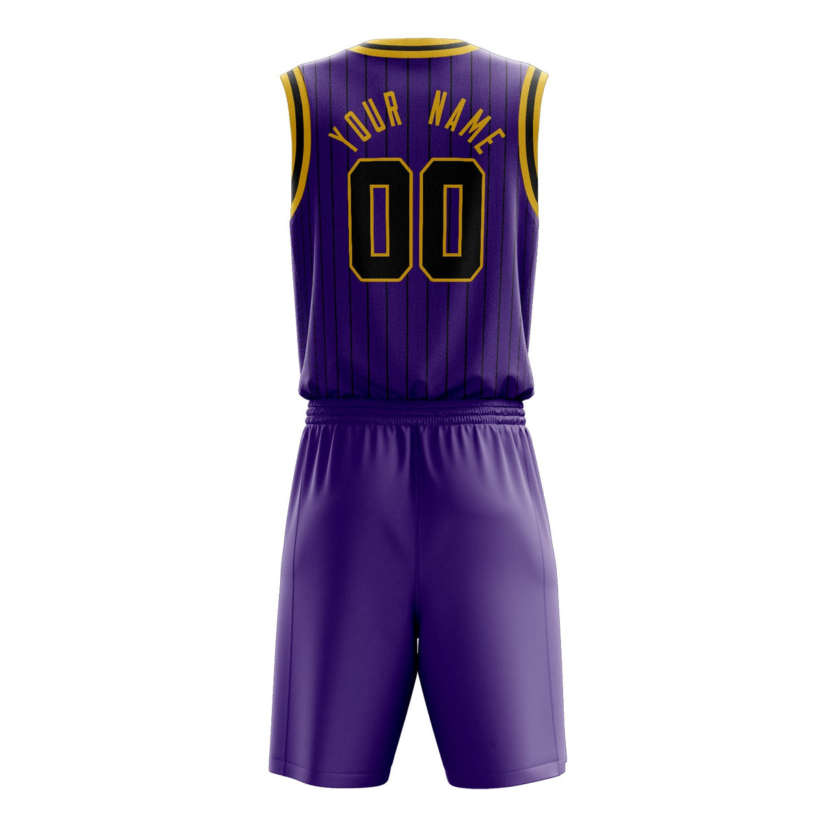 Custom Purple Gold Pinstripe Basketball Jersey