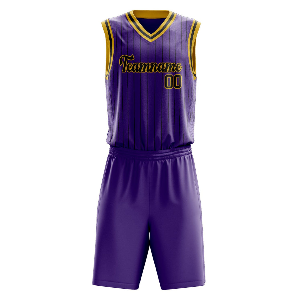 Custom Purple Gold Pinstripe Basketball Jersey