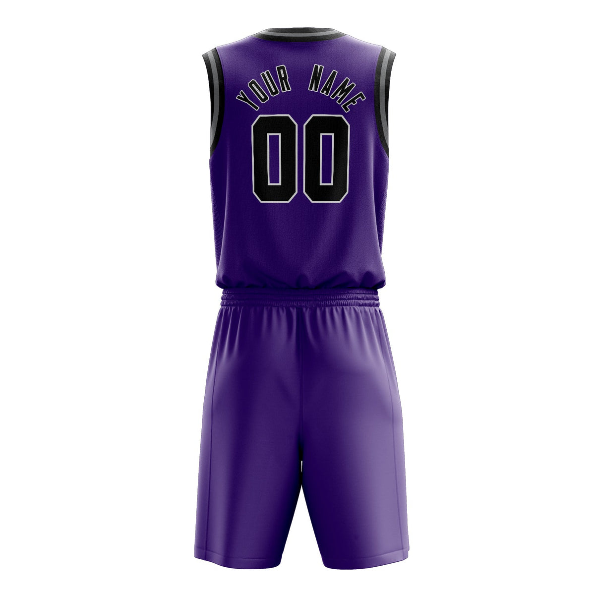 Custom Purple Black Solid Color Basketball Jersey