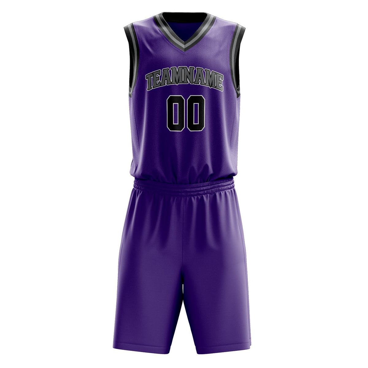 Custom Purple Black Solid Color Basketball Jersey