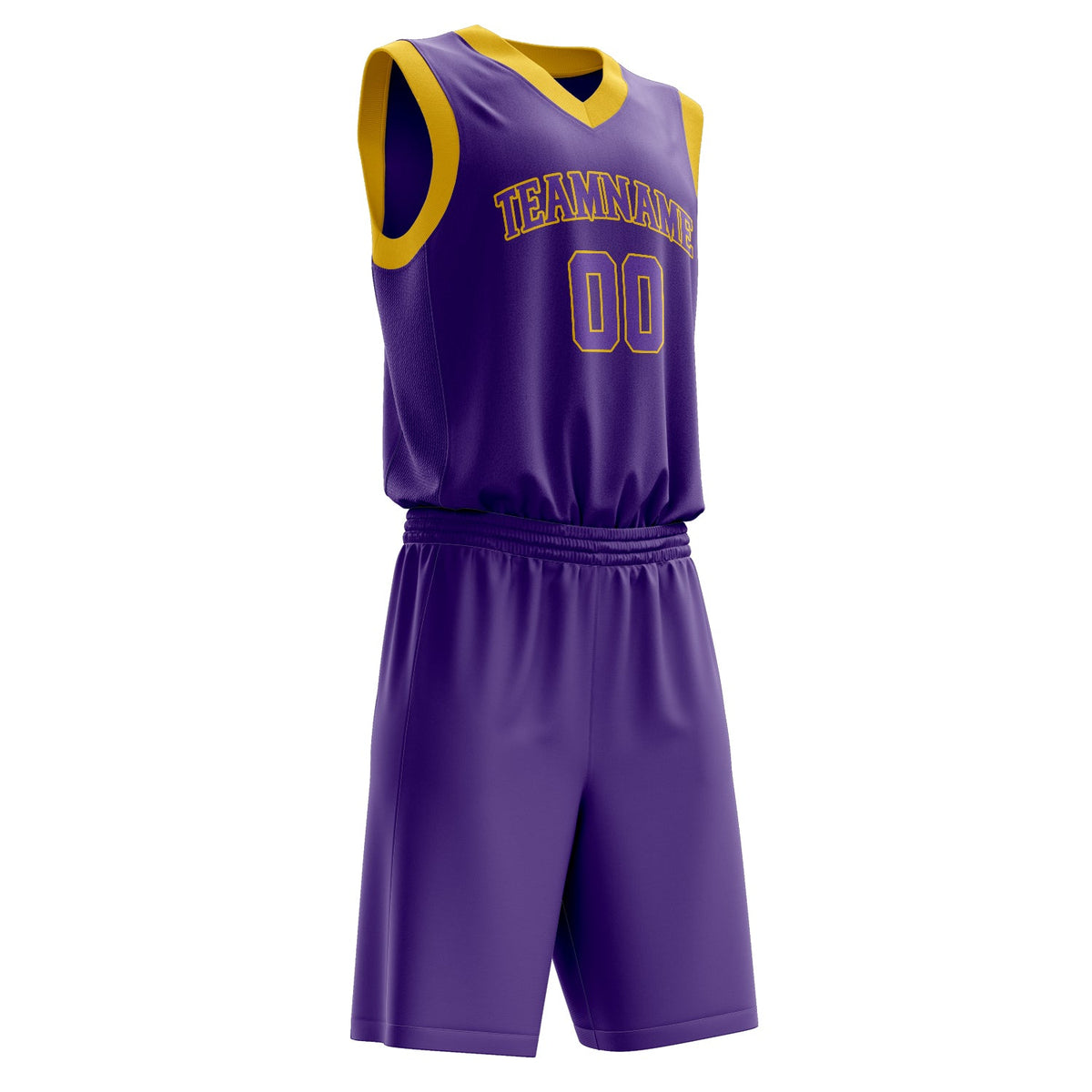 Custom Purple Gold Solid Color Basketball Jersey