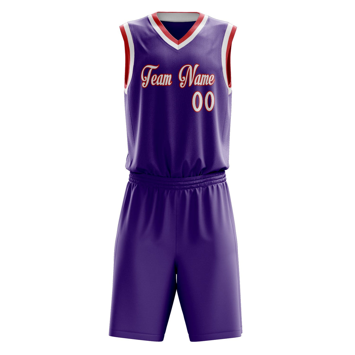 Custom Purple White Solid Color Basketball Jersey