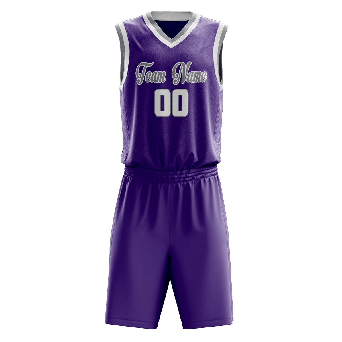 Custom Purple White Solid Color Basketball Jersey