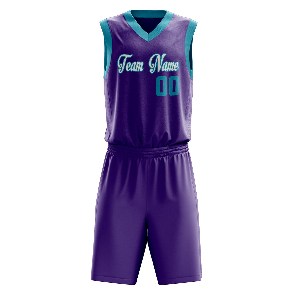 Custom Purple Teal Solid Color Basketball Jersey