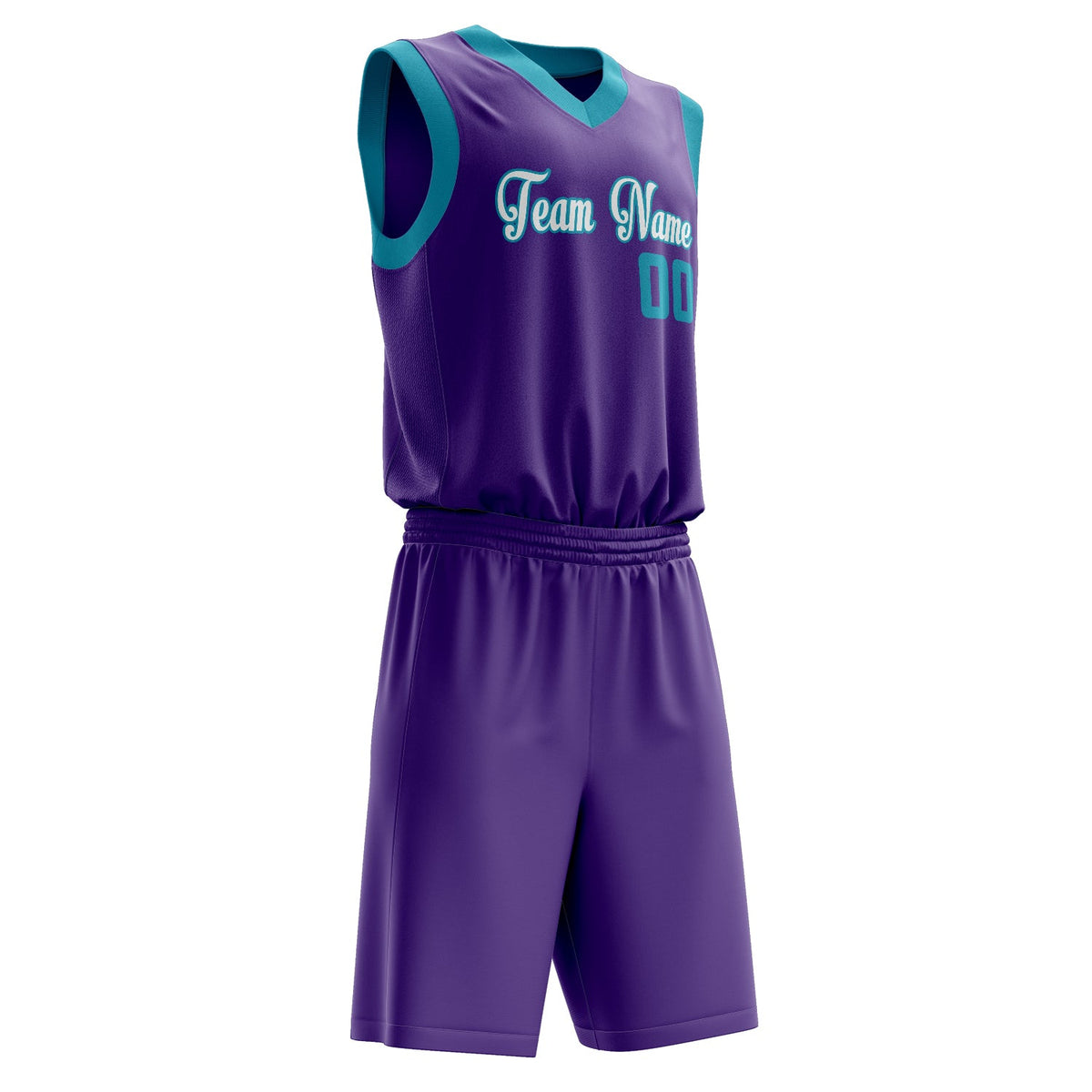 Custom Purple Teal Solid Color Basketball Jersey