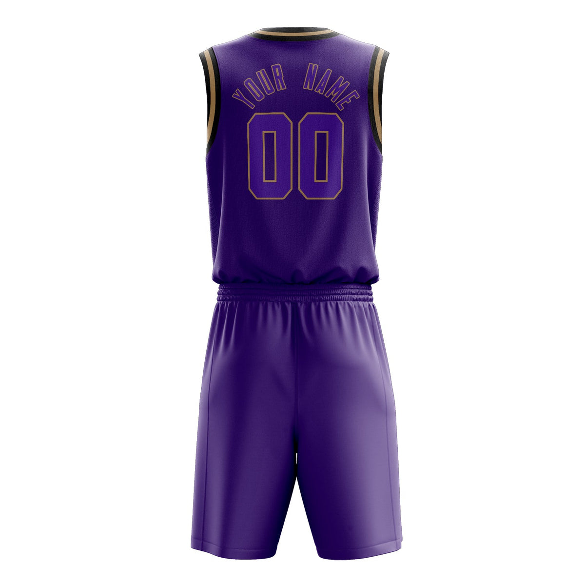 Custom Purple Old-Gold Solid Color Basketball Jersey