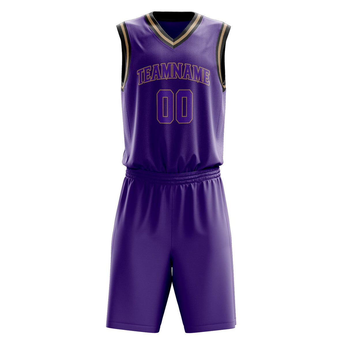 Custom Purple Old-Gold Solid Color Basketball Jersey