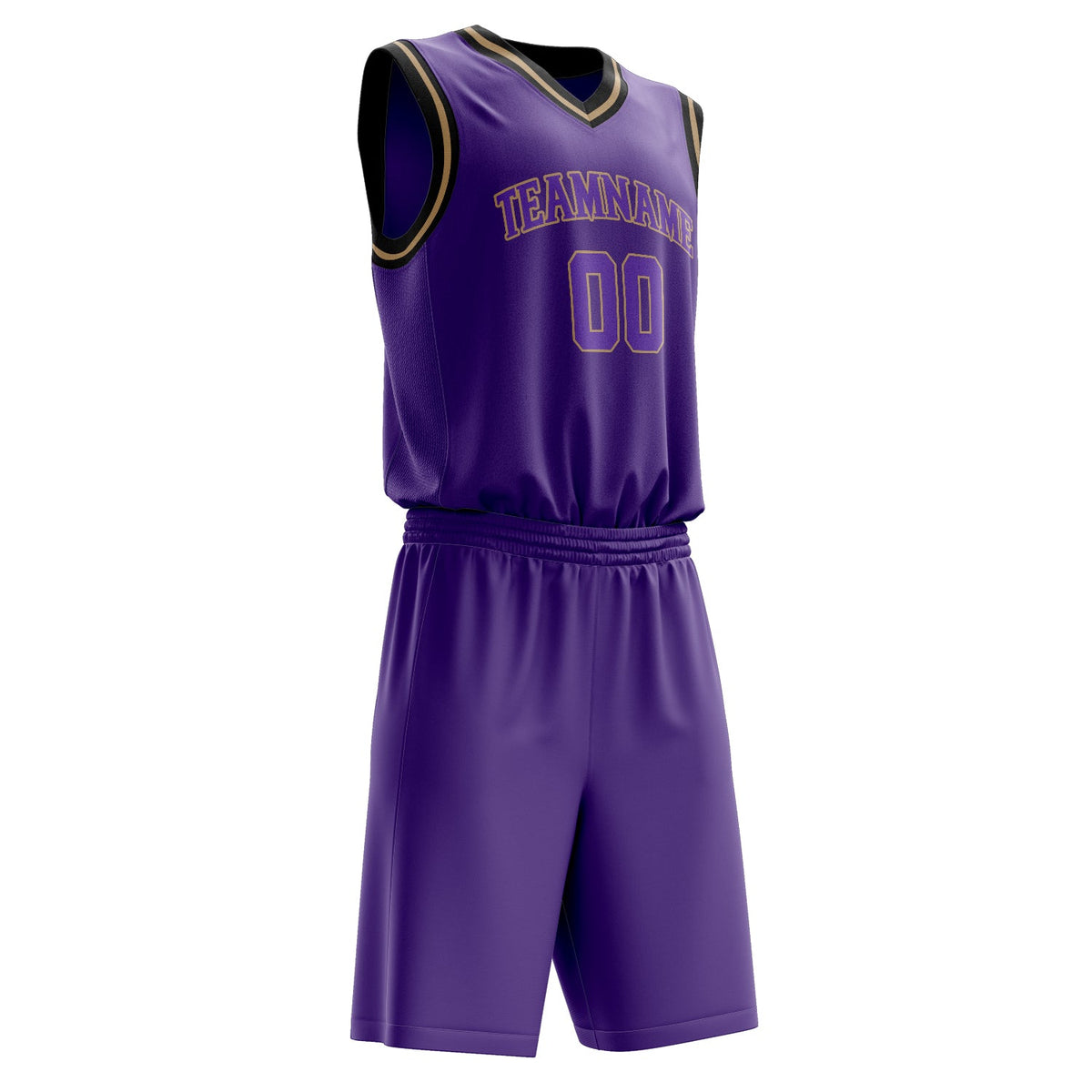 Custom Purple Old-Gold Solid Color Basketball Jersey