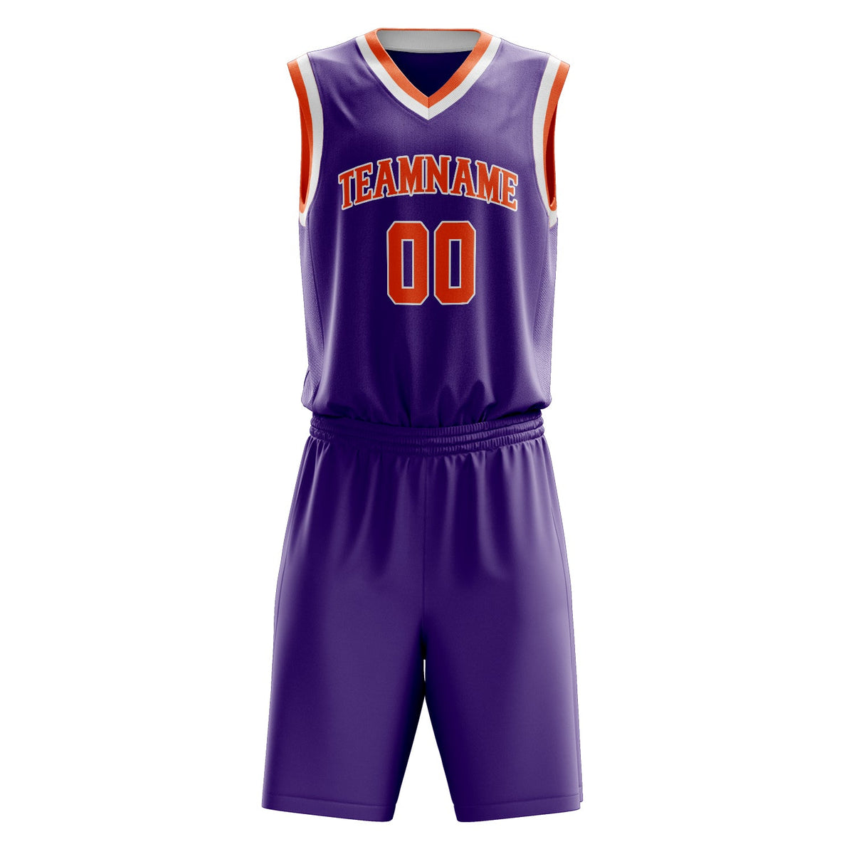 Custom Purple Orange Solid Color Basketball Jersey