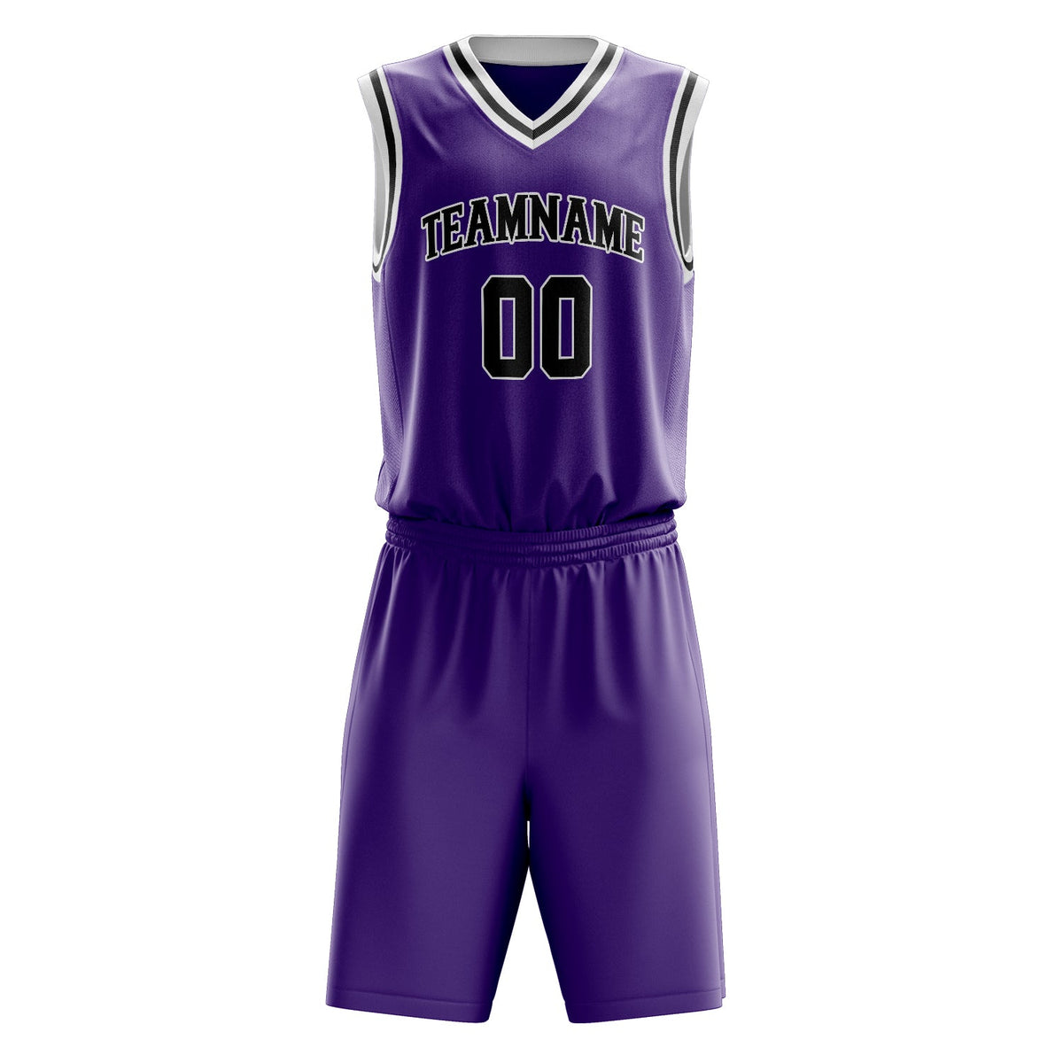 Custom Purple Black Solid Color Basketball Jersey