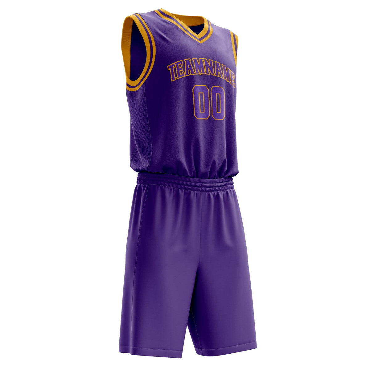 Custom Purple Gold Solid Color Basketball Jersey