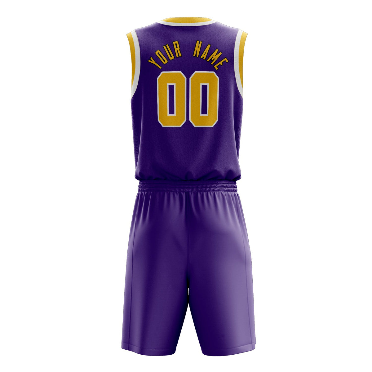 Custom Purple Yellow Solid Color Basketball Jersey