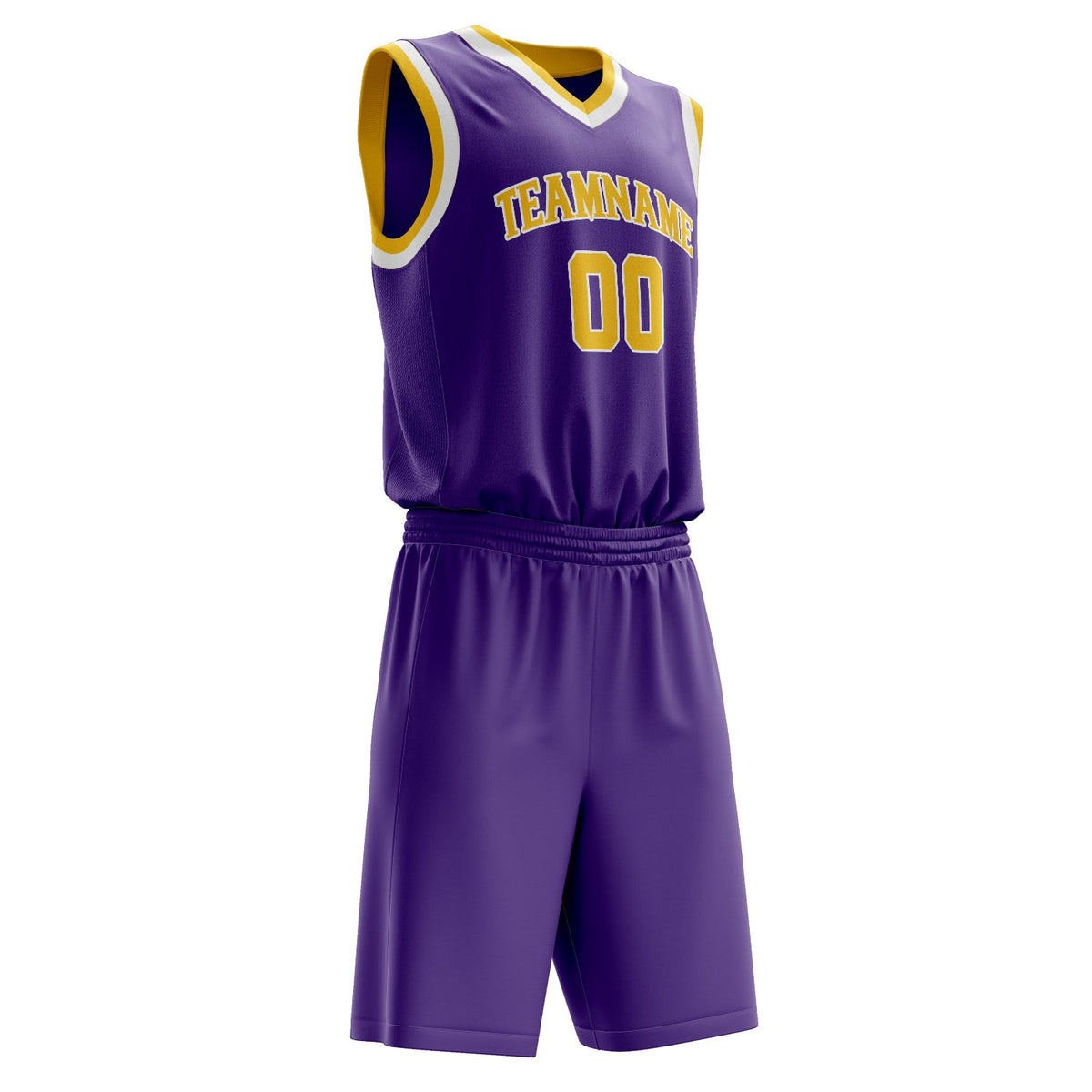 Custom Purple Yellow Solid Color Basketball Jersey