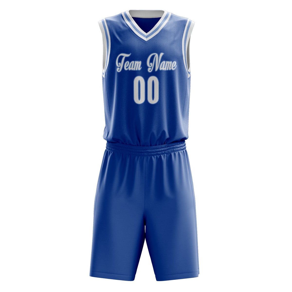 Custom Royal White Solid Color Basketball Jersey