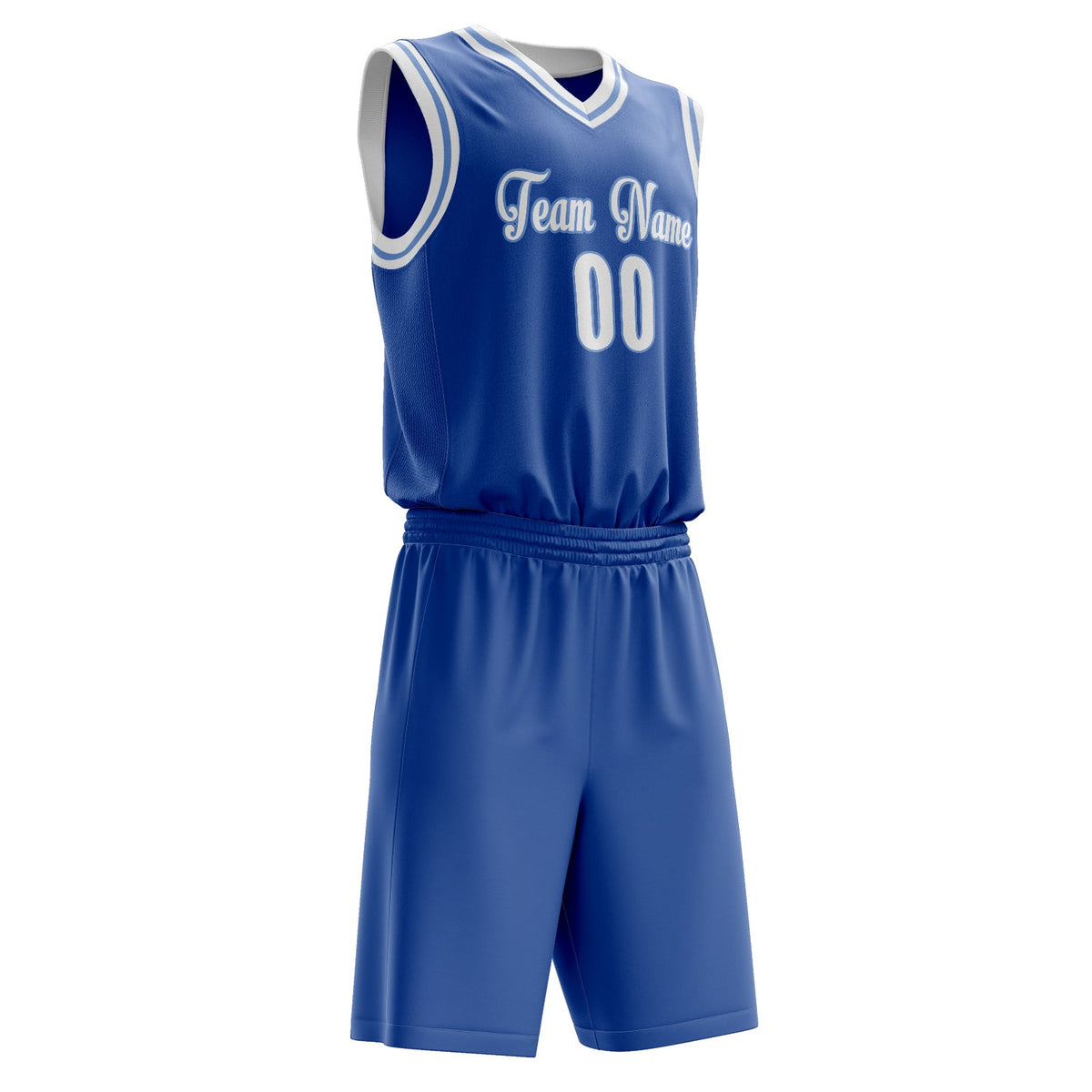 Custom Royal White Solid Color Basketball Jersey