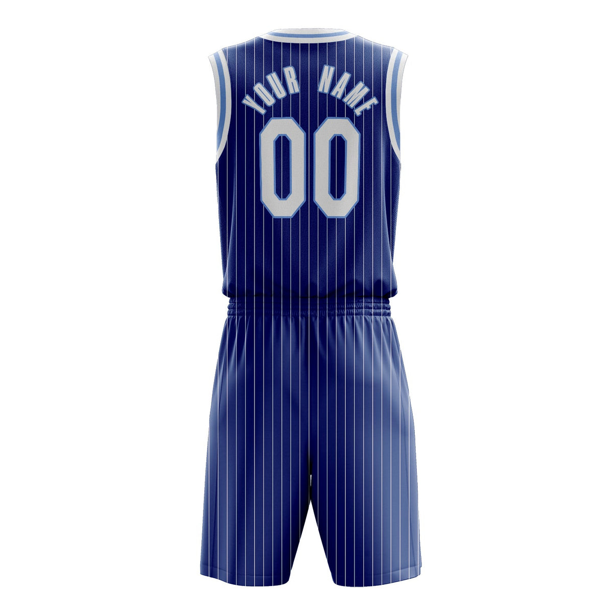 Custom Royal White Pinstripe Basketball Jersey