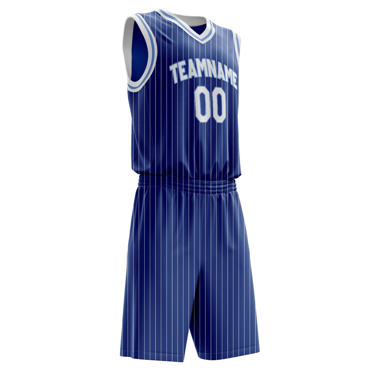 Custom Royal White Pinstripe Basketball Jersey