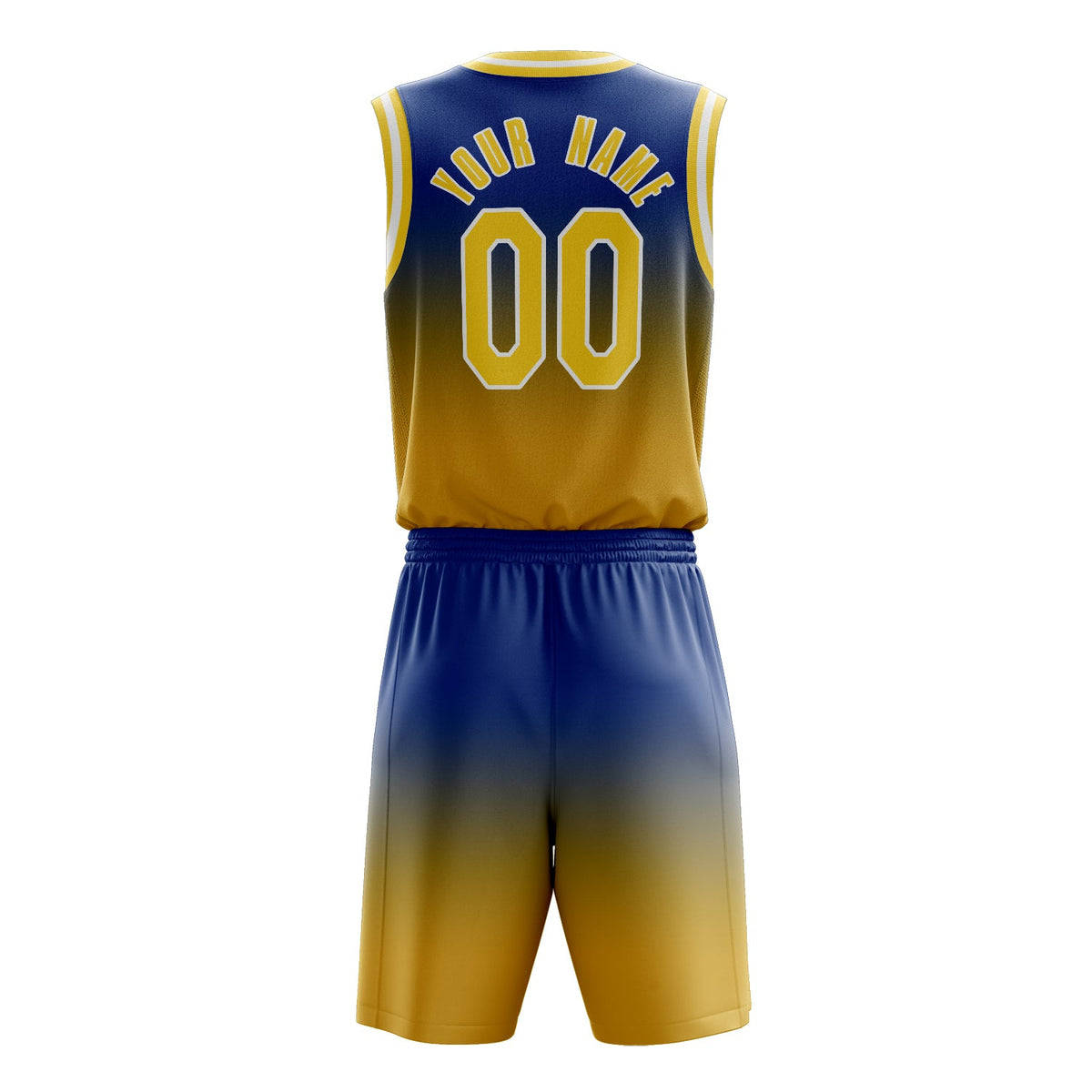 Custom Royal Yellow Fade Basketball Jersey