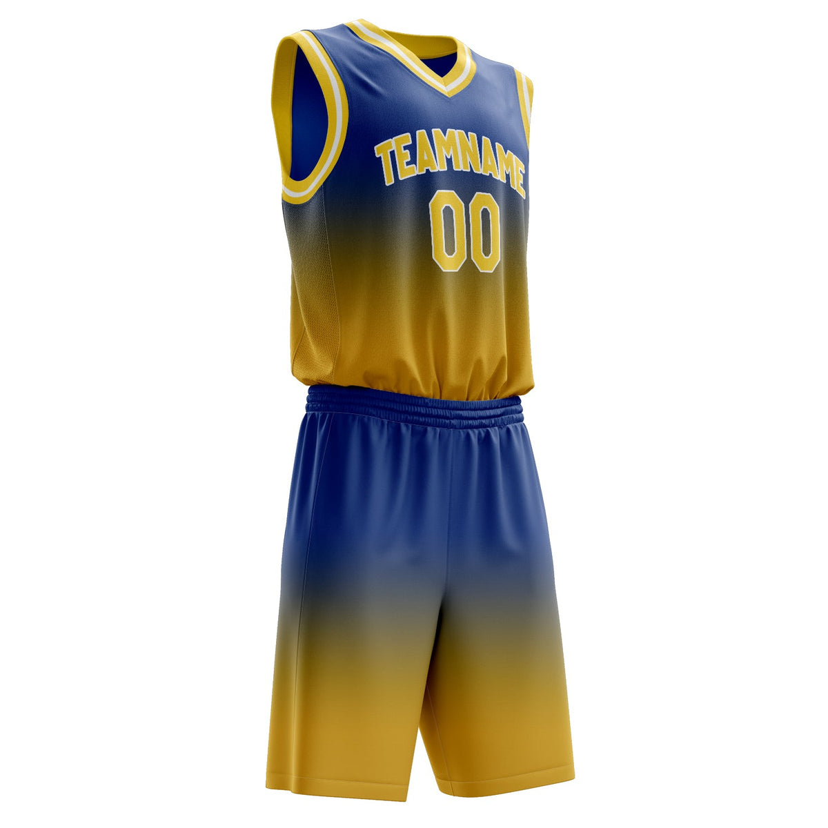 Custom Royal Yellow Fade Basketball Jersey