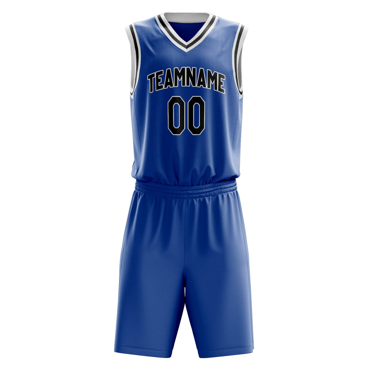 Custom Royal Black Solid Color Basketball Jersey