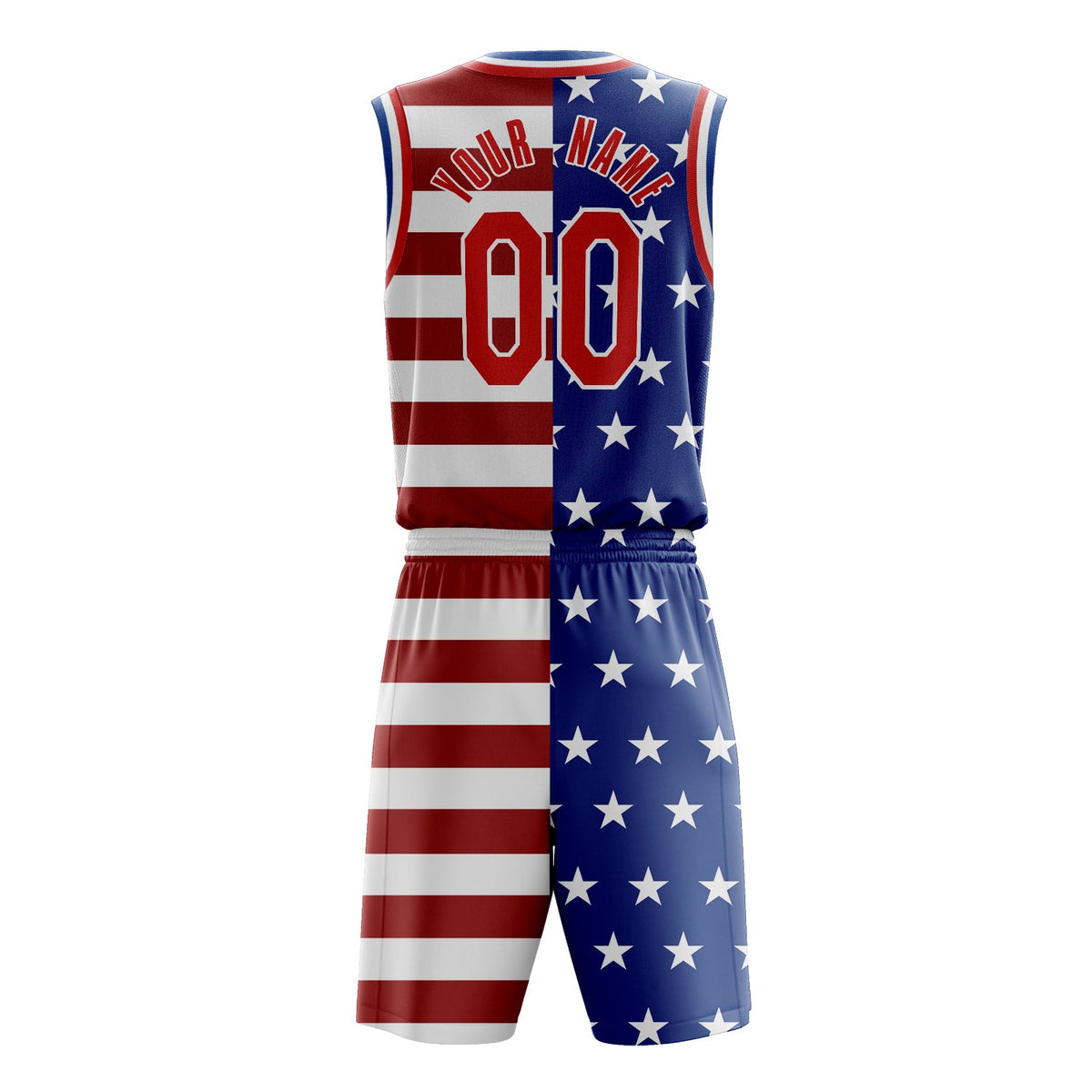 Custom Royal Red United States Flag Basketball Jersey