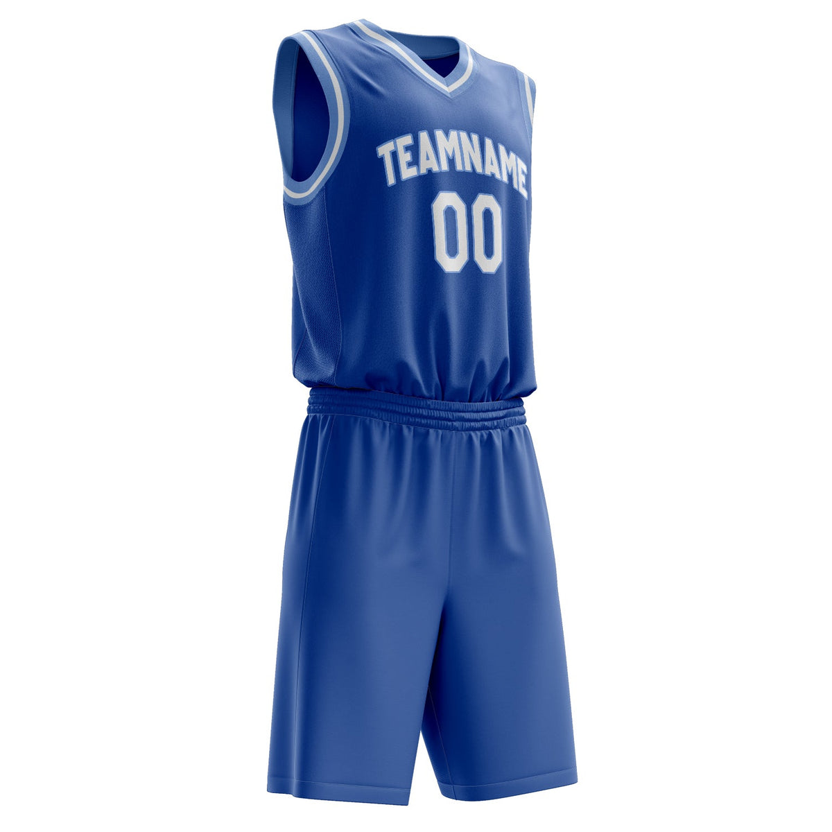 Custom Royal White Solid Color Basketball Jersey