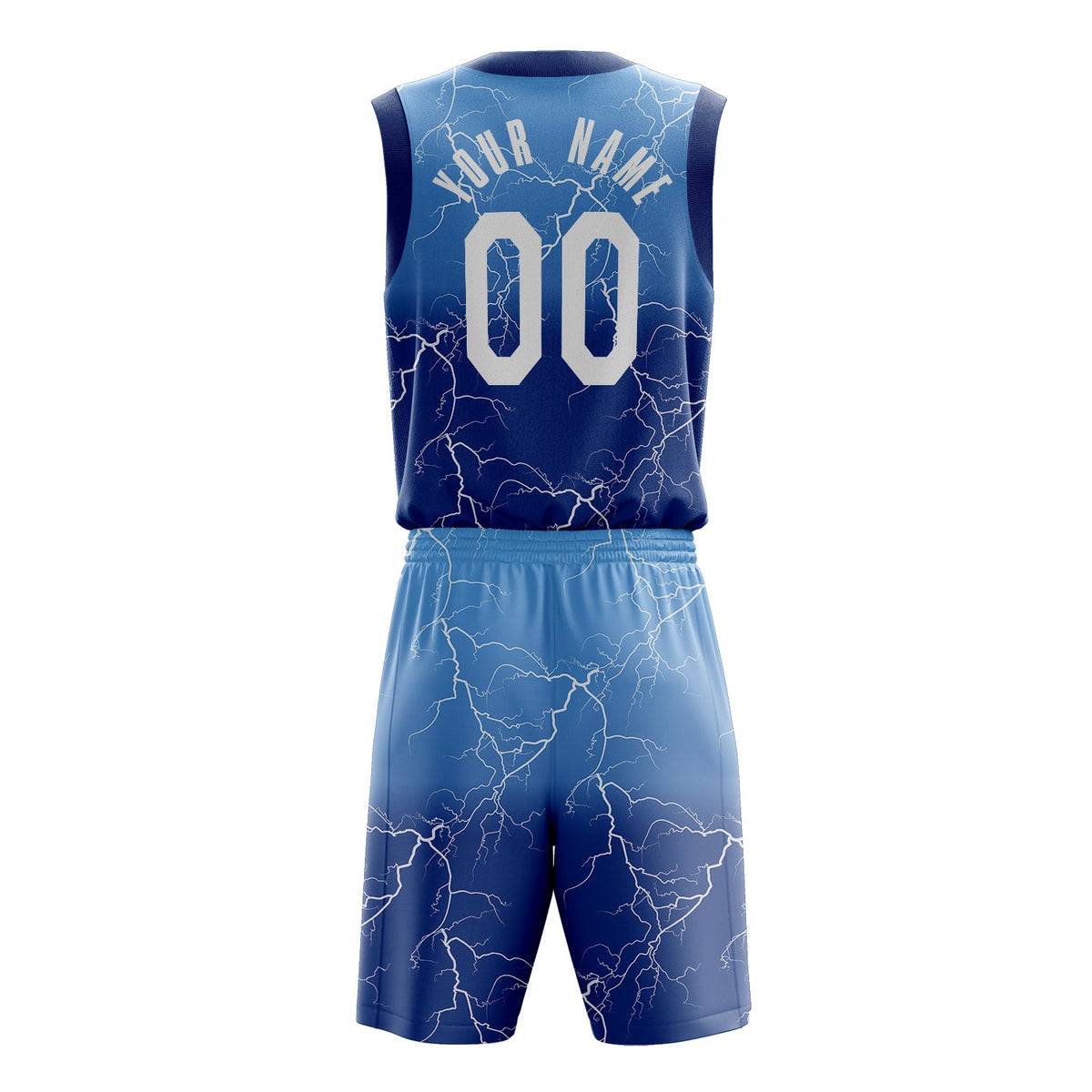 Custom Royal White Lightning Basketball Jersey