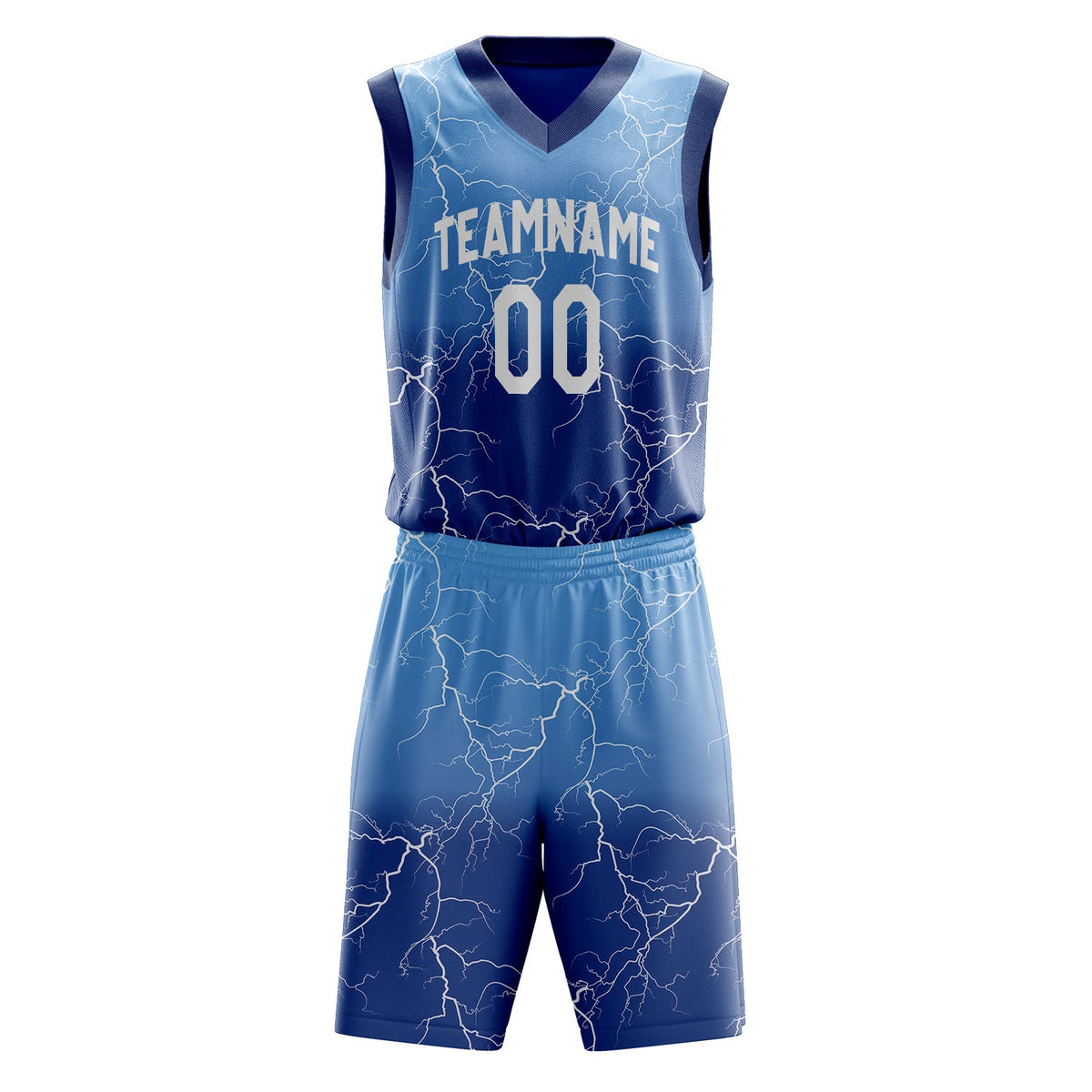 Custom Royal White Lightning Basketball Jersey