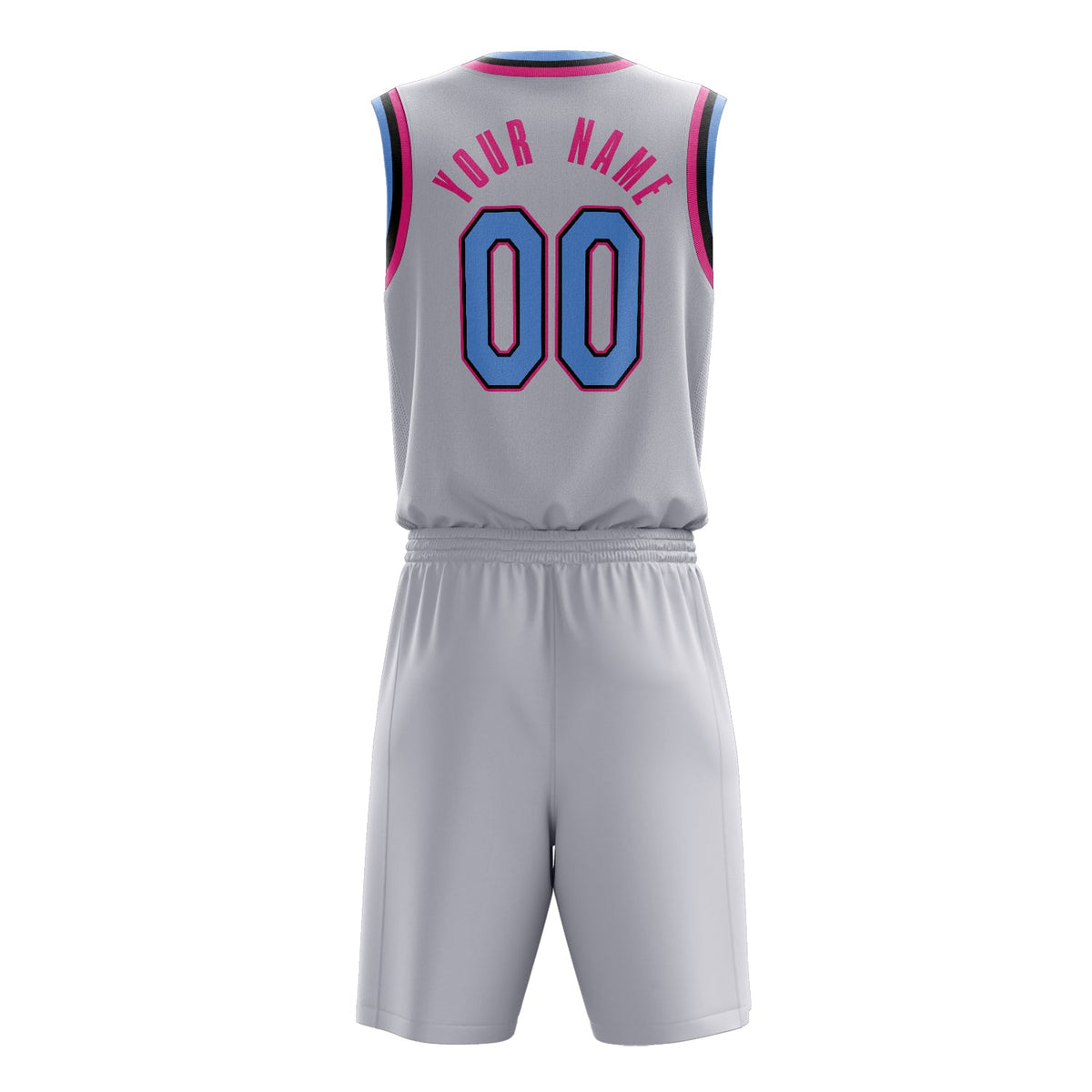 Custom White Pink Solid Color Basketball Jersey