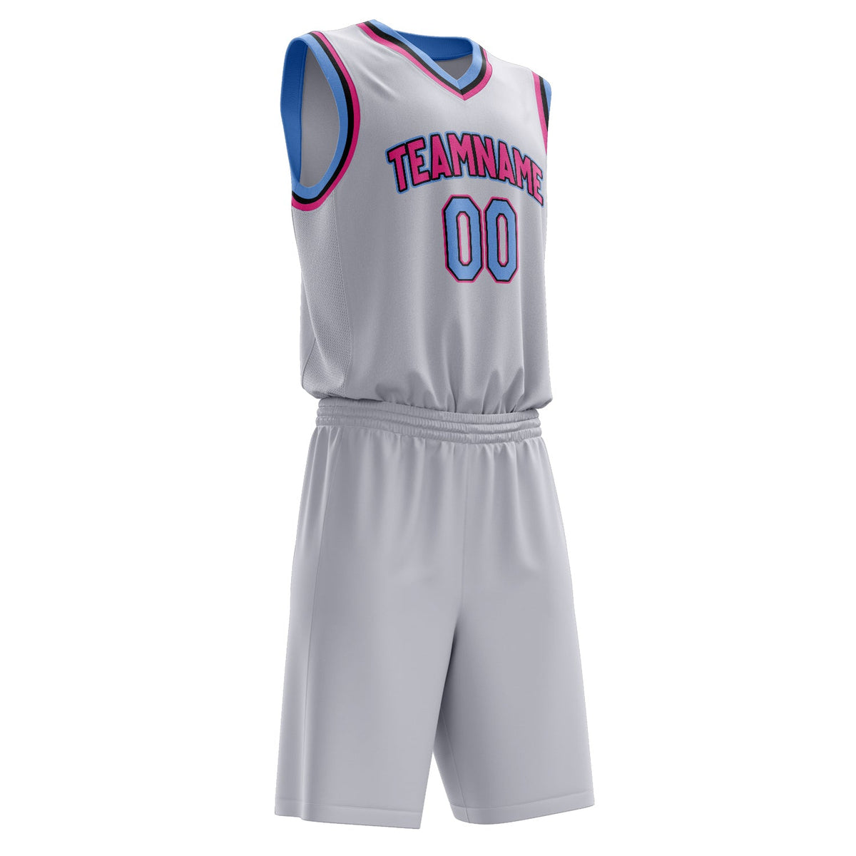 Custom White Pink Solid Color Basketball Jersey