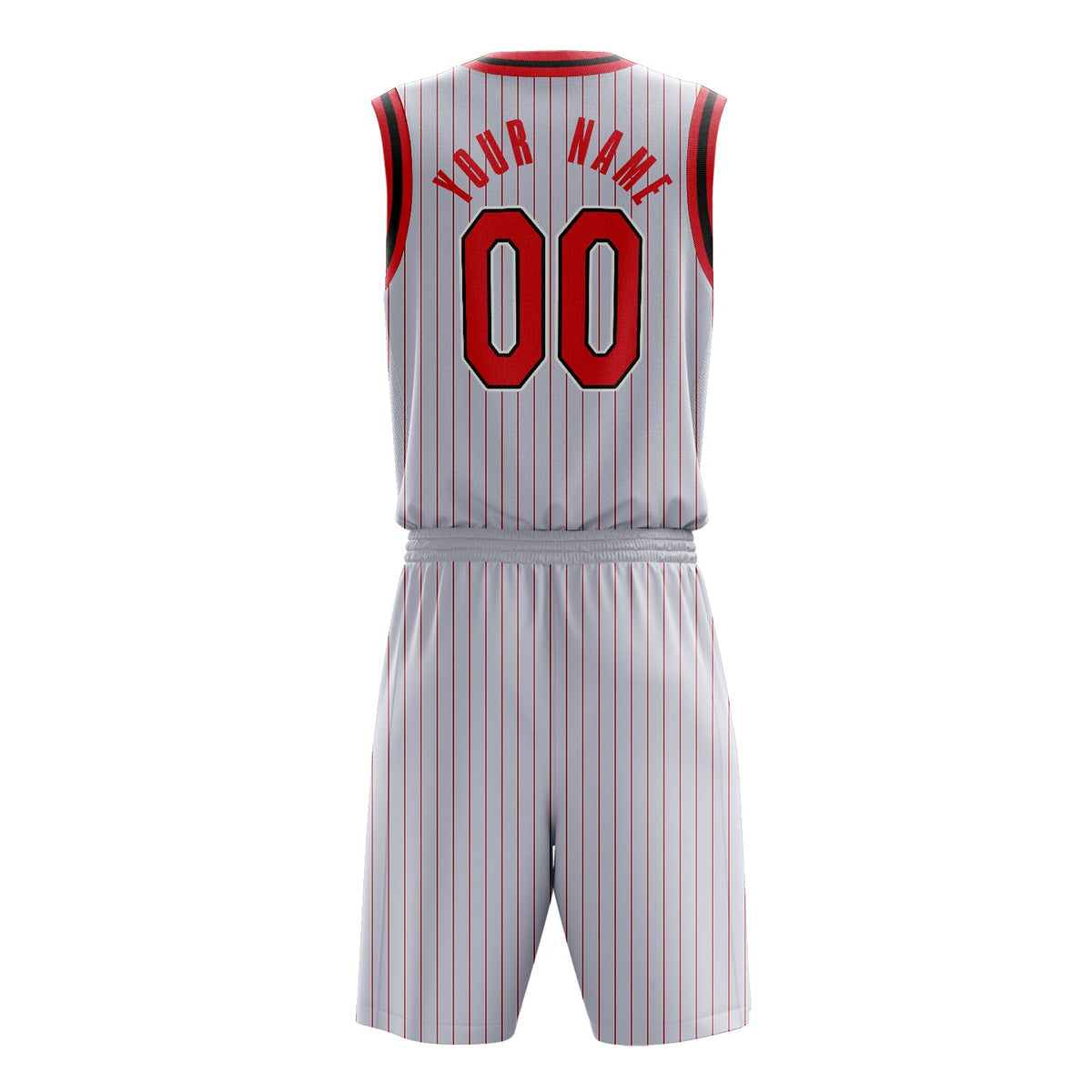 Custom White Red Pinstripe Basketball Jersey