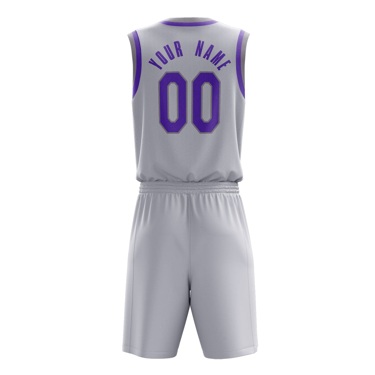 Custom White Purple Solid Color Basketball Jersey